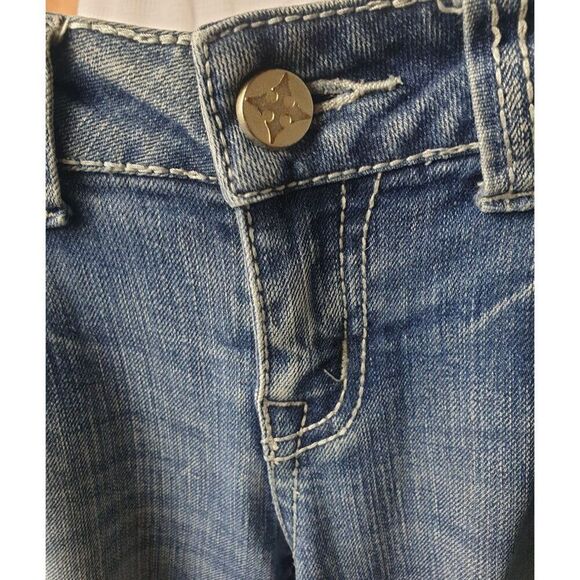 Soundgirl Women's Low Rise Embellished Bootcut Jeans Size 7 Thick StitcBlue Deni - Picture 5 of 5